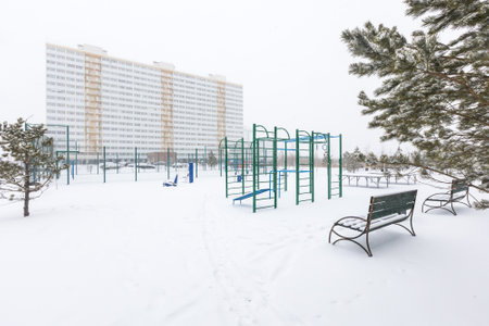 children's playground on the territory of an apartment buildingの写真素材