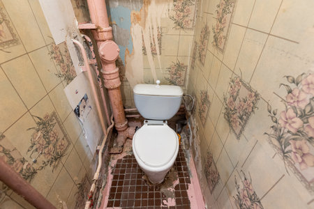 modern bathroom room with toilet and washing machineの写真素材