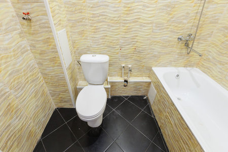 modern bathroom room with toilet and washing machineの写真素材