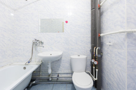 modern bathroom room with toilet and washing machineの写真素材