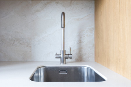kitchen faucet on a stylish metal sink
