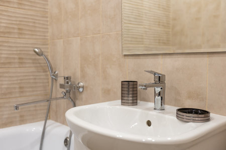 modern bathroom room with toilet and washing machine