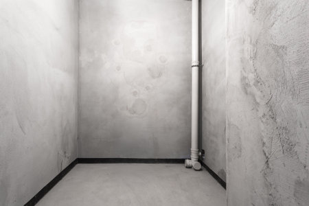 interior of the apartment without decoration in gray colors. rough finishの写真素材