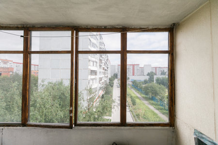 view from the balcony of the apartment buildingの写真素材