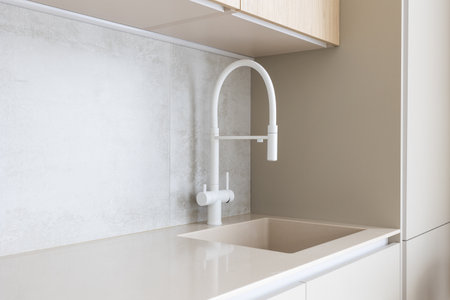 kitchen faucet on a stylish metal sink