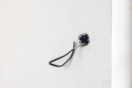 Electrical wiring of the room without decorationの写真素材