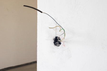 Electrical wiring of the room without decorationの写真素材