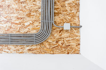 Electrical wiring of the room without decorationの写真素材