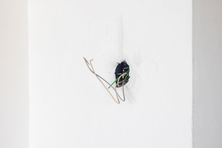 Electrical wiring of the room without decorationの写真素材