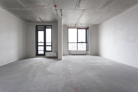 interior of the apartment without decoration in gray colors