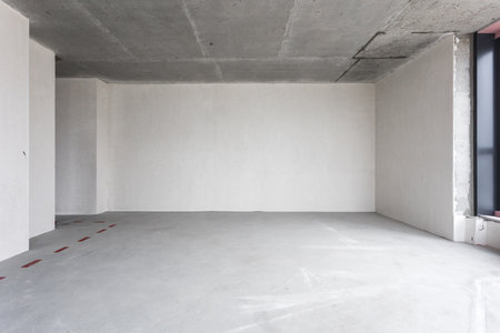 interior of the apartment without decoration in gray colors