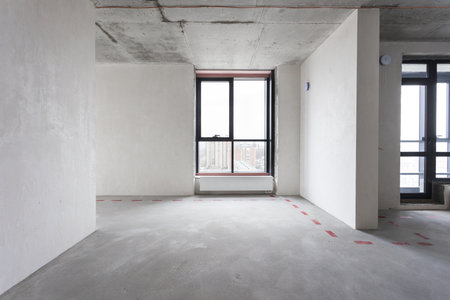 interior of the apartment in gray colorsの写真素材