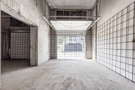 interior of the apartment without decoration in gray colorsの写真素材