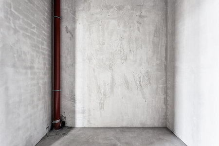 interior of the apartment without decoration in gray colorsの写真素材