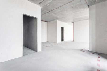 interior of the apartment without decoration in gray colors