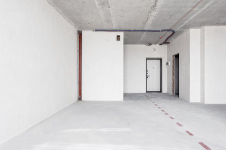 interior of the apartment without decoration in gray colors