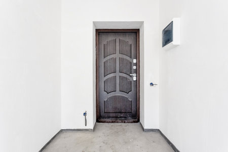 interior of the apartment without decoration in gray colorsの写真素材