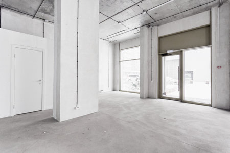 interior of the apartment without decoration in gray colors