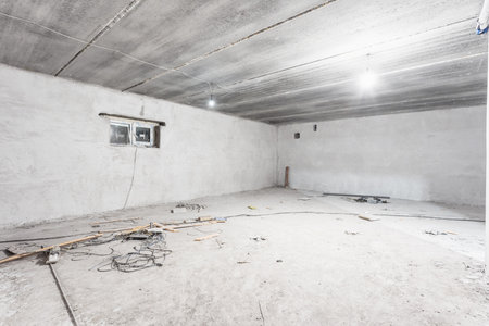 interior of the apartment without decoration in gray colorsの写真素材