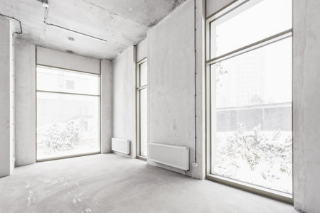 interior of the apartment in gray colorsの写真素材
