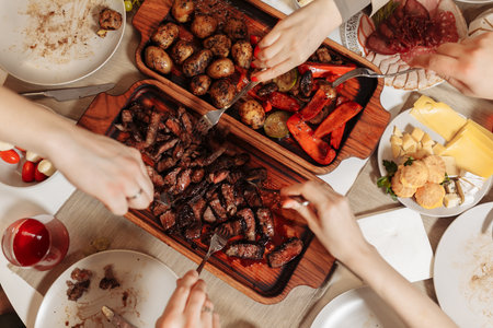 meat plate for a big companyの写真素材