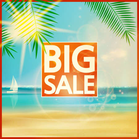 Final summer sale design template with beach. のイラスト素材