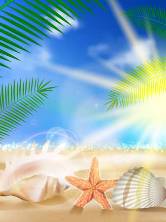 Sand, sky and sea as background for summer design. のイラスト素材