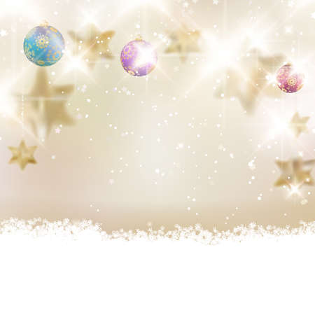 Golden Lights and Stars Christmas Background. のイラスト素材