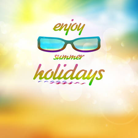 Summer sky with sun wearing sunglasses  のイラスト素材