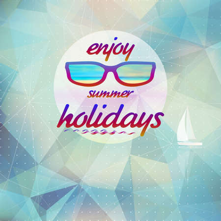 Summer sky with sun wearing sunglasses  EPS10のイラスト素材