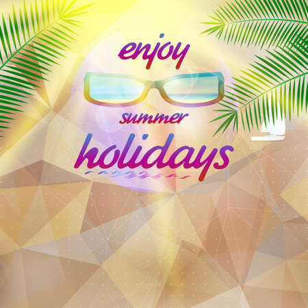 Summer sky with sun wearing sunglassesのイラスト素材