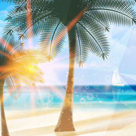 Seaside view poster and geometric shapes  のイラスト素材