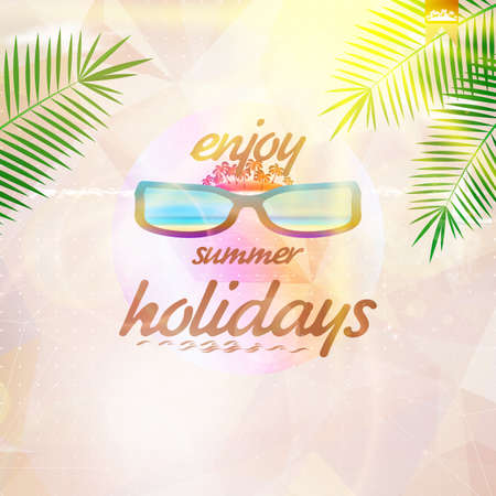 Summer sky with sun wearing sunglasses  EPS10のイラスト素材