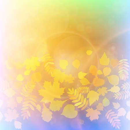 Autumn Colorful red and yellow leaves falling abstract  EPS10のイラスト素材