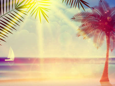 Vintage poster of tropical beach  EPS10のイラスト素材