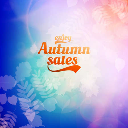 Autumn sale realistic Leaves typography poster  のイラスト素材