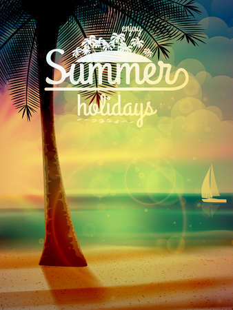 Sunset on the beach of sea のイラスト素材