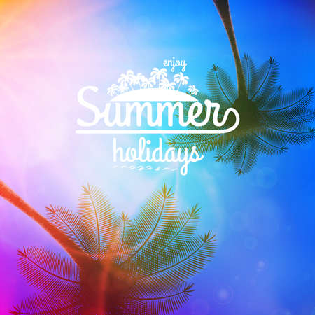 Palm Tree Sunset typography poster のイラスト素材