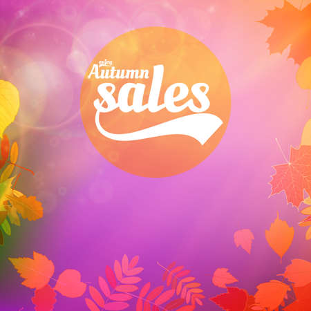 Autumn sale realistic Leaves typography poster. のイラスト素材