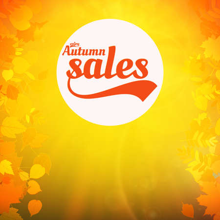 Autumn sale realistic Leaves typography poster. のイラスト素材
