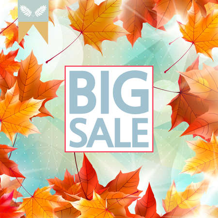 Card with maple leaves, autumn sale.のイラスト素材