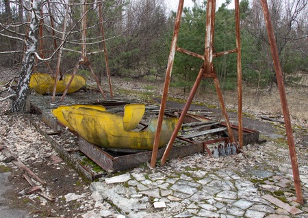 Pripyat Chernobyl Ferris Wheel, Ghost town Pripyat in Chernobylの写真素材