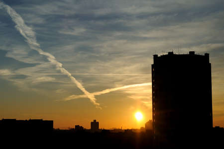 beautiful sunrise in the cityの写真素材