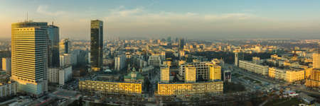 WARSAW, POLAND - DEC. 27, 2017: beautiful panoramic view of the modern city. Centre. business district. residential quarter. Warsaw Financial Center. urban skylineのeditorial素材
