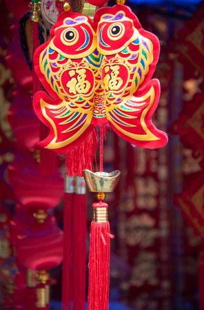 China's traditional holiday jewelry-red fishの写真素材
