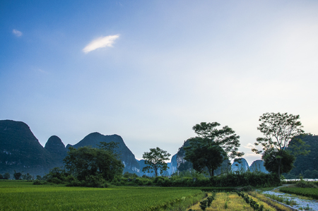 The countryside and mountainns scenery in summerの写真素材