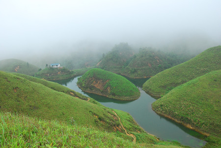 Mountains scenery in the mistのeditorial素材