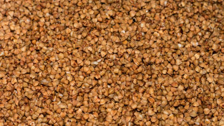 brown boiled buckwheat, close-up