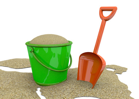 Bucket and Sholvel on the Sandの写真素材