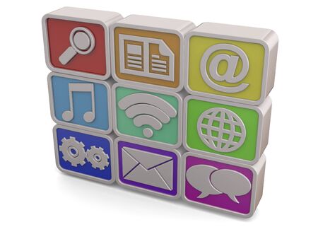 Computer icons on white backgroundの写真素材